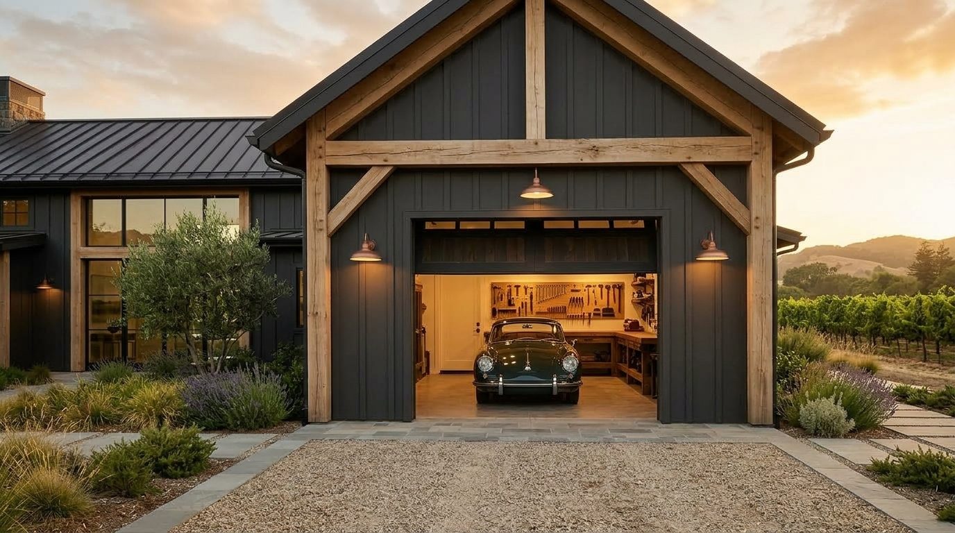 Thomas and Oscar Garage Door Garage Door Gliding Open Revealing Warm Illuminated Interior